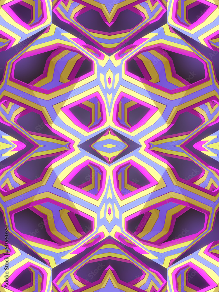 Poster 3d rendering digital illustration multicolor abstract geometric background. Design element