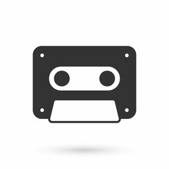 Obraz premium Grey Retro audio cassette tape icon isolated on white background. Vector