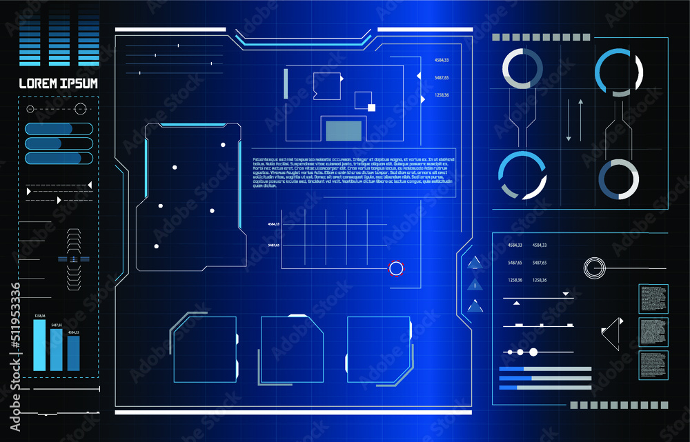 Poster futuristic vector hud interface screen design. digital callouts titles. hud ui gui futuristic user i