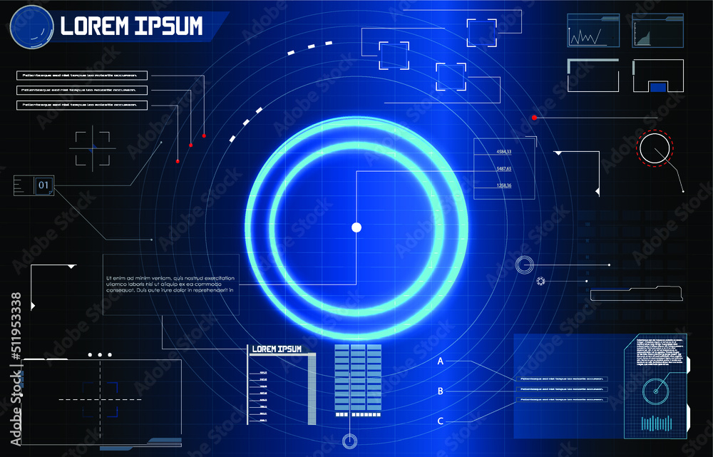 Poster futuristic vector hud interface screen design. digital callouts titles. hud ui gui futuristic user i