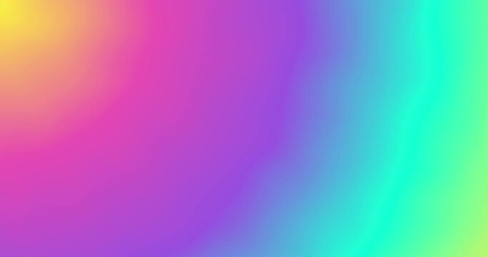 Abstract radial color gradient background with liquid style waves featured purple, turquoise, pink, yellow and white. Seamless looping video animation.