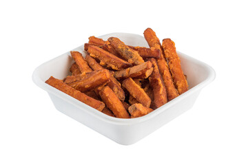 Deep-fried fried carrots on a white background. Isolated.
