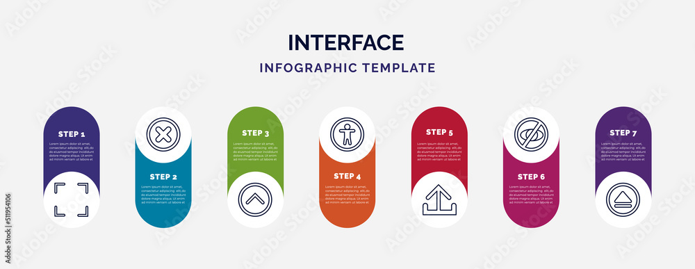 Wall mural infographic template with icons and 7 options or steps. infographic for interface concept. included 