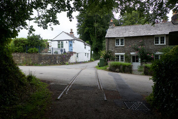 Helland Wharf Bodmin Cornwall England UK June 19 2022 disused railroad crossing linking Wadebridge...