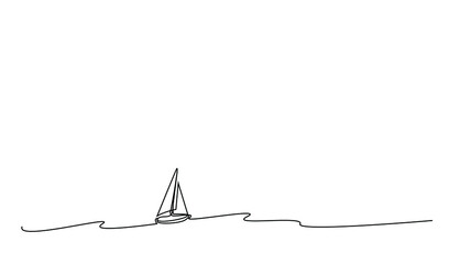 a sailing boat goes on the sea