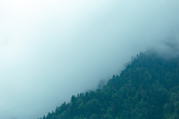 gray clouds over green mountains