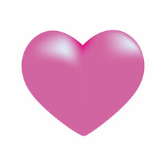 Fototapeta na wymiar Pink heart on white background Valentine's day romance symbol Vector illustration