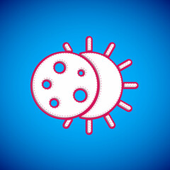 White Eclipse of the sun icon isolated on blue background. Total sonar eclipse. Vector