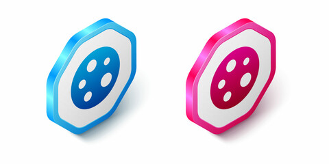 Isometric Moon icon isolated on white background. Hexagon button. Vector