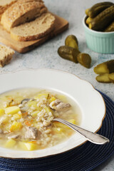 Rassolnik, traditional soup of Russian cuisine