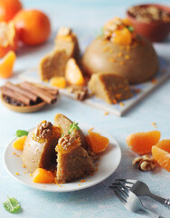 Mandarin halva dessert, traditional Greek dessert