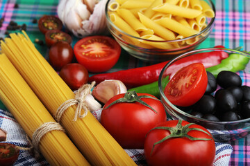 Ingredients for traditional Italian pasta