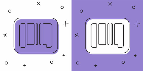 Set Barcode icon isolated on white and purple background. Vector