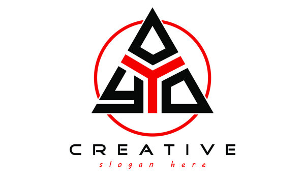 YOO three letter creative triangle shape in circle logo design vector template. typography logo | Letter mark logo | initial logo | wordmark logo | minimalist logo | gaming logo | emblem logo