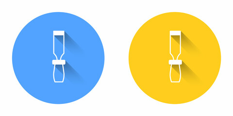 White Rasp metal file icon isolated with long shadow background. Rasp for working with wood and metal. Tool for workbench, workshop. Circle button. Vector