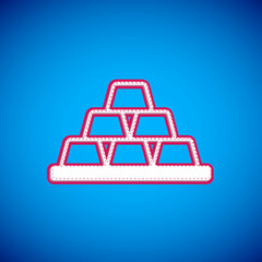 White Gold bars icon isolated on blue background. Banking business concept. Vector