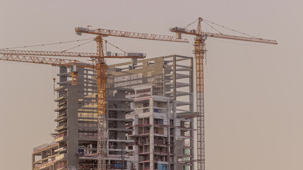 The construction process of a residential complex aerial timelapse.