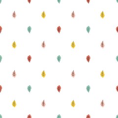 Autumn seamless vector pattern with cute hand drawn leaves. Scandinavian style design. Colorful floral background for apparel, fabric, wallpaper, textile, packaging, card, print, wrapping paper.