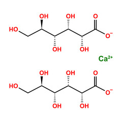 Calcium Gluconate (C12H22CaO14) Chemical Structure. Vector Illustration.