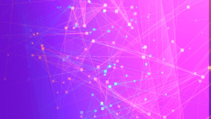 Fototapeta na wymiar Abstract purple pink polygon tech network with connect technology background. Abstract dots and lines texture background. 3d rendering.