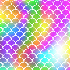 Holographic scale background with gradient mermaid.