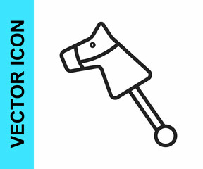 Black line Toy horse icon isolated on white background. Vector