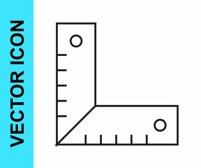 Black line Corner ruler icon isolated on white background. Setsquare, angle ruler, carpentry, measuring utensil, scale. Vector