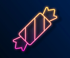 Glowing neon line Candy icon isolated on black background. Merry Christmas and Happy New Year. Vector