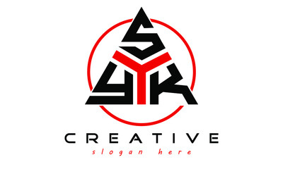 YSK three letter creative triangle shape in circle logo design vector template. typography logo | Letter mark logo | initial logo | wordmark logo | minimalist logo | gaming logo | emblem logo
