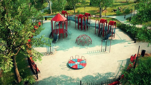 children's playground empty and quiet because of the coronavirus pandemic