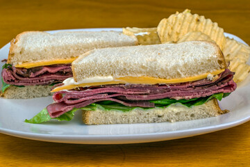 roast beef sandwich  with chheese mayo and lettuce