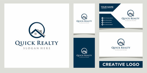real estate business logo design template with business card design