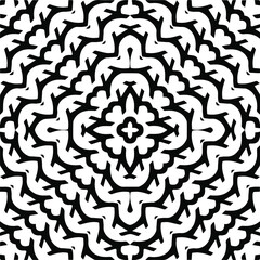 Abstract geometric seamless pattern.  Black and white vector background. monochrome mandala.
