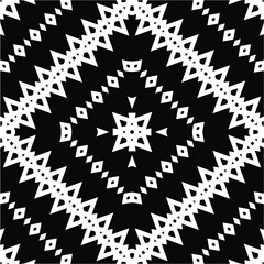 Abstract geometric seamless pattern.  Black and white vector background. monochrome mandala.