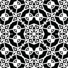 Abstract geometric seamless pattern.  Black and white vector background. black mandala.