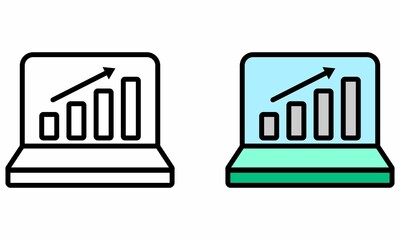 Illustration Vector Graphic of Analytics, graph, laptop Icon