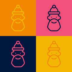 Pop art line Santa Claus hat and beard icon isolated on color background. Merry Christmas and Happy New Year. Vector
