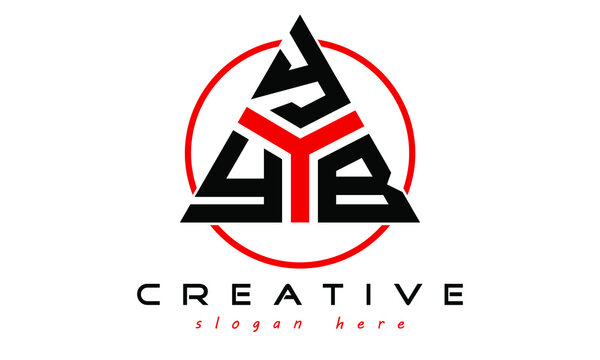 YYB three letter creative triangle shape in circle logo design vector template. typography logo | Letter mark logo | initial logo | wordmark logo | minimalist logo | gaming logo | emblem logo