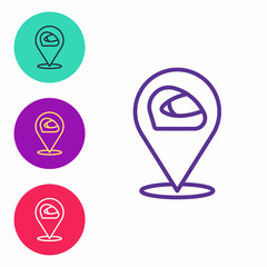 Set line Racing helmet icon isolated on white background. Extreme sport. Sport equipment. Set icons colorful. Vector