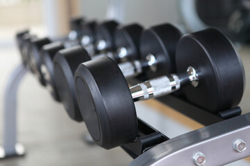 Fototapeta premium dumbbell in fitness room ,select focus