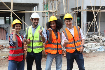 engineering team or worker team they are working at construction site