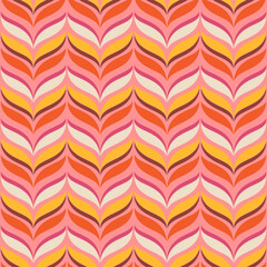 Groovy geometric seamless pattern. 70s retro background. Vintage nostalgic colorful striped fashion vector print for fabric, paper, packaging