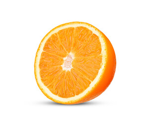 Sliced of orange isolated on white background.