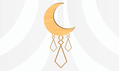 3d multilayer wooden texture moon illustration. modern realistic wall mural.