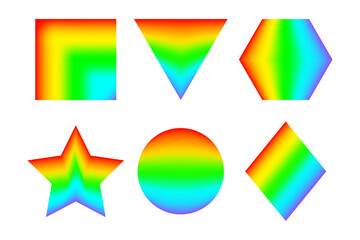 Colorful gradient geometric shapes, isolated vector illustration.