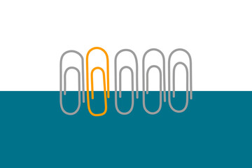 Business template with paperclips, simple background, vector illustration.