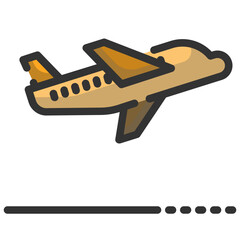 A airplane take off filled line icon