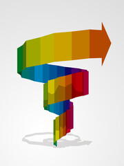 ギザギザで螺旋状の上に伸びる矢印　グラデーション　ベクターイラストレーション