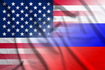 Fototapeta na wymiar USA and Russia political flag transborder contract RUS USA