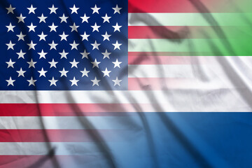 Fototapeta na wymiar USA and Sierra Leone political flag international negotiation SLE USA